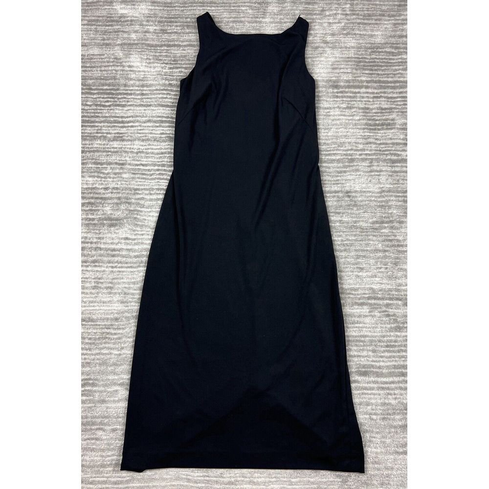 Alex Evenings Dress Womens 6 Black V-Neck Rhinestone Accent Midi Sleeveless